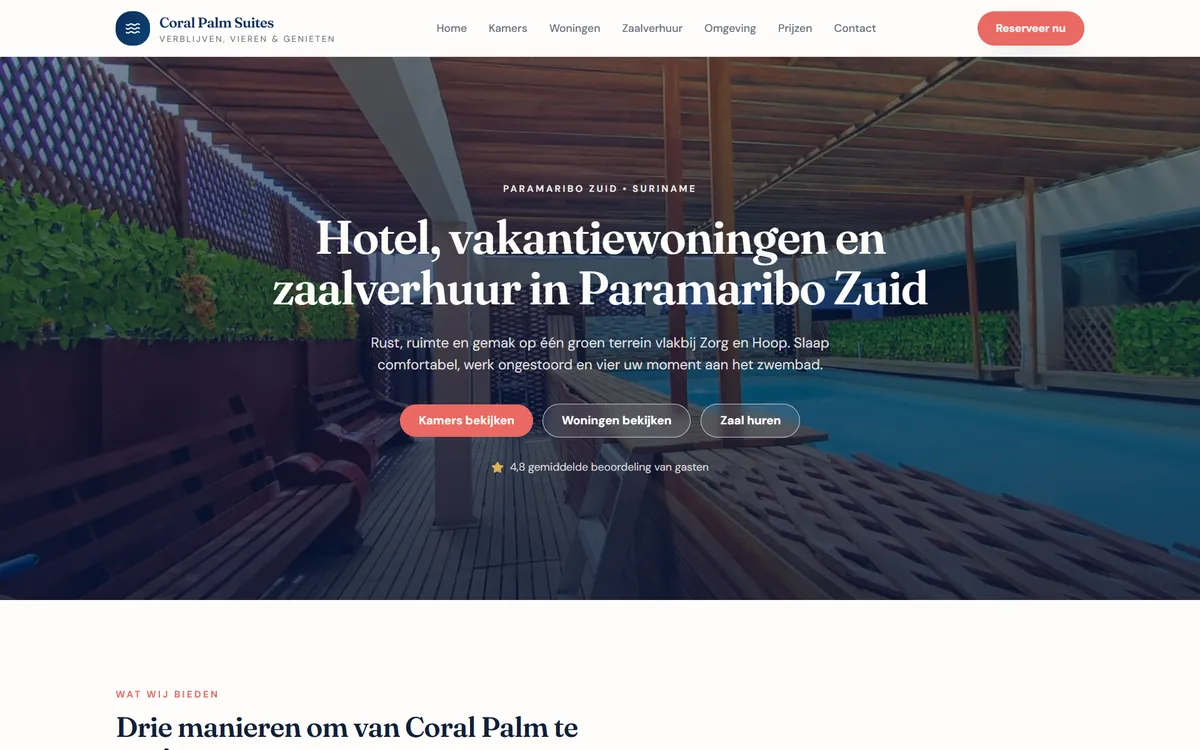 Coral Palm Suites met informatie over verblijven in Suriname en reserveringen
