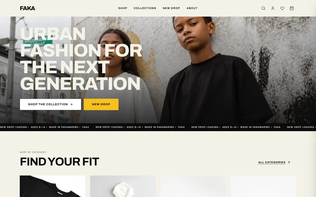 FAKA streetwear webshop met productcatalogus